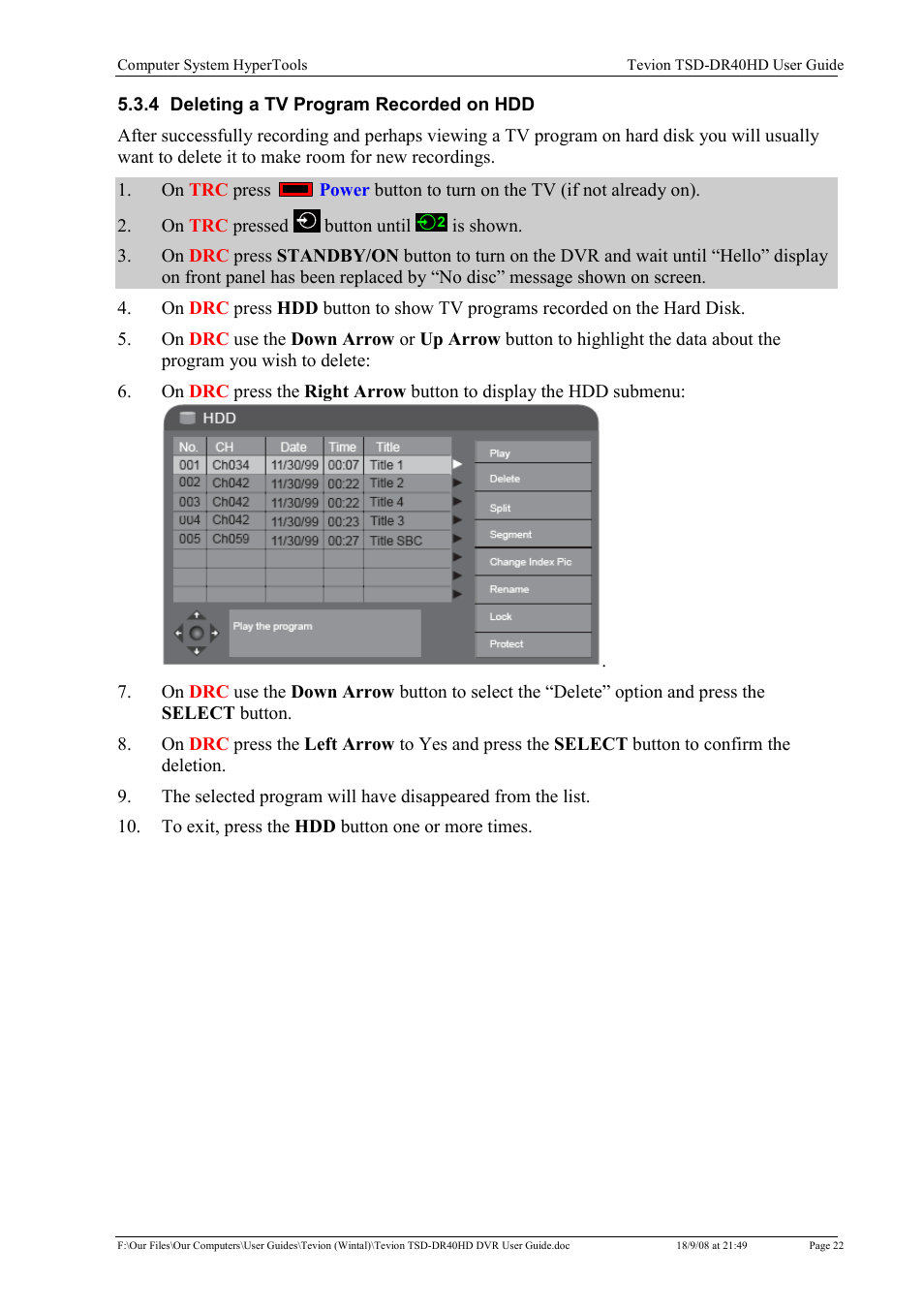 Toshiba Tevion TSD-DR40HD User Manual | Page 25 / 39