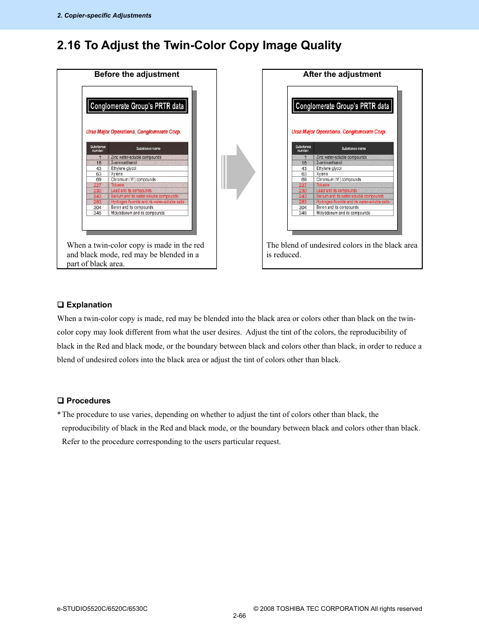 16 to adjust the twin-color copy image quality, 16 to adjust the twin-color copy image quality -66 | Toshiba e-Studio Imaging 6520c User Manual | Page 100 / 288