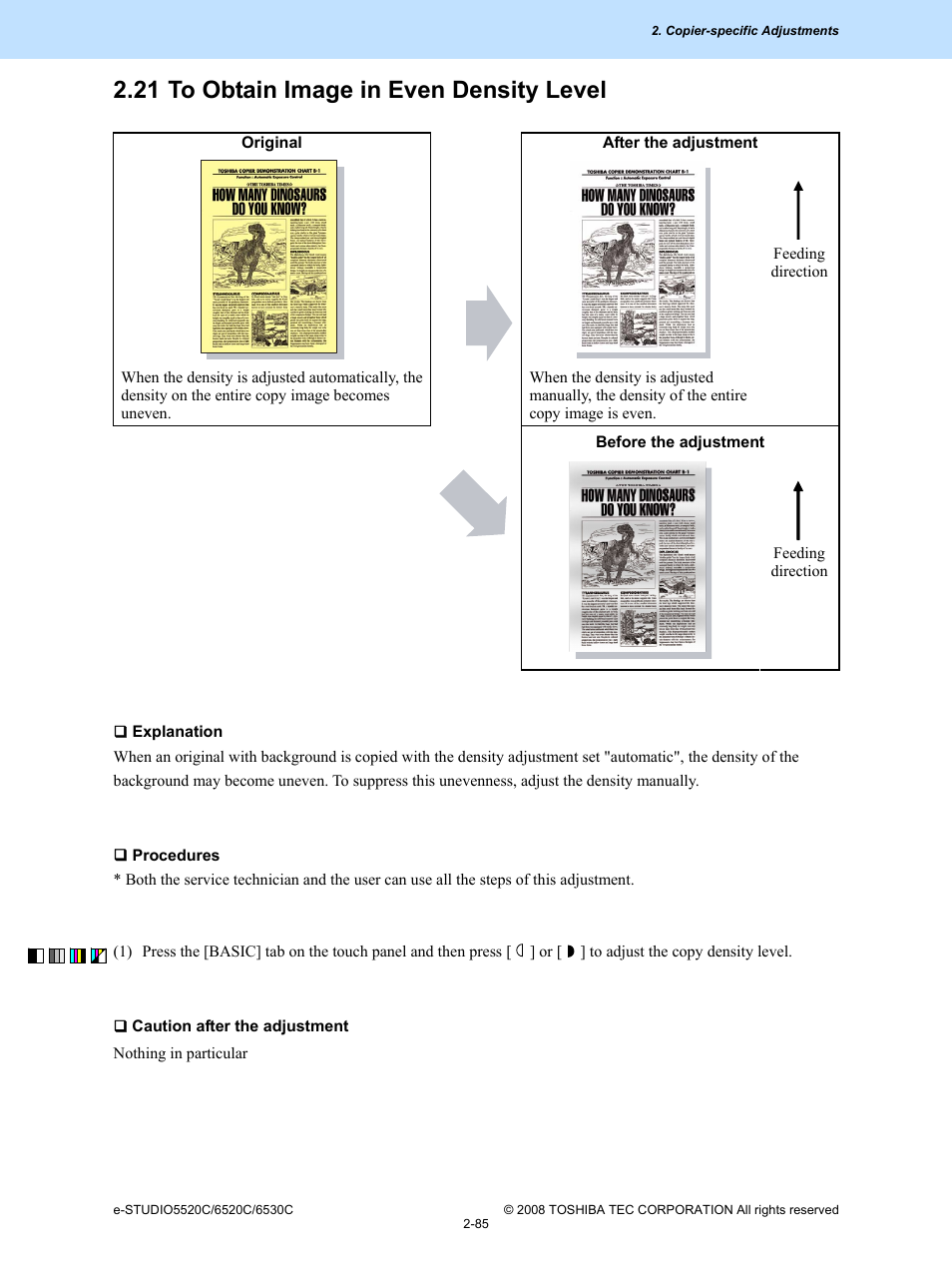 21 to obtain image in even density level, 21 to obtain image in even density level -85 | Toshiba e-Studio Imaging 6520c User Manual | Page 119 / 288