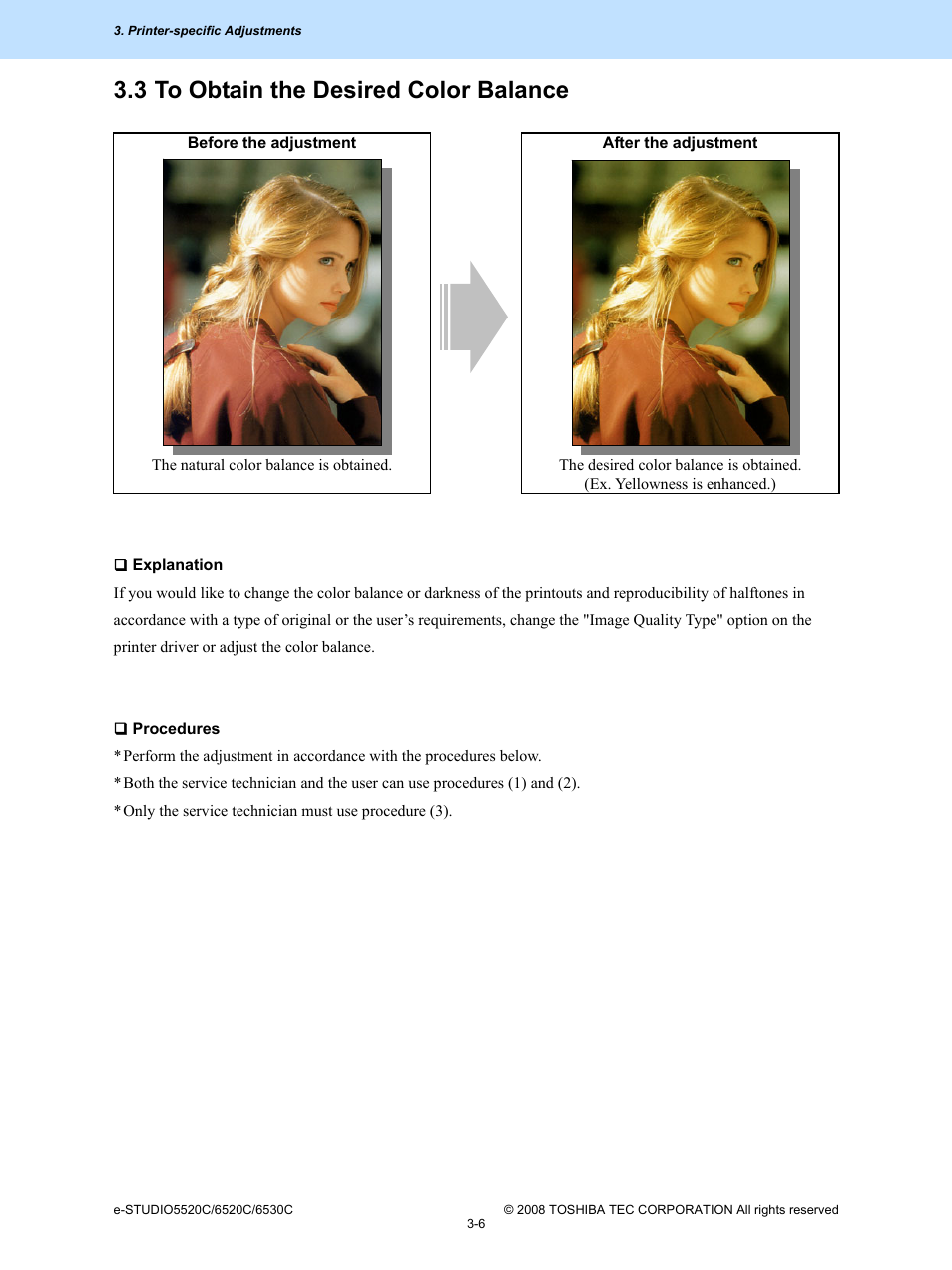 3 to obtain the desired color balance | Toshiba e-Studio Imaging 6520c User Manual | Page 126 / 288