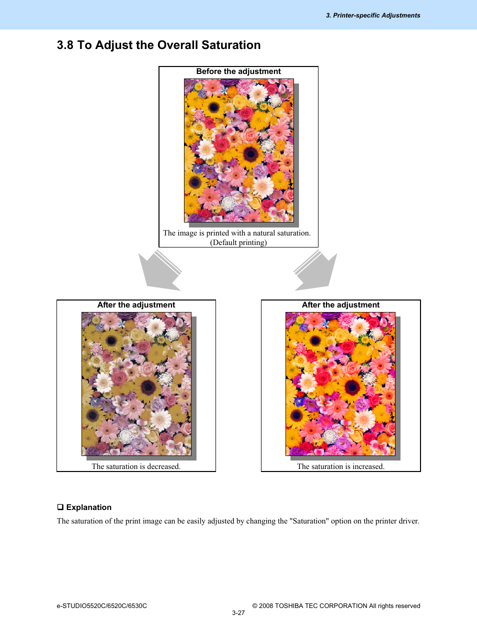 8 to adjust the overall saturation, 8 to adjust the overall saturation -27 | Toshiba e-Studio Imaging 6520c User Manual | Page 147 / 288