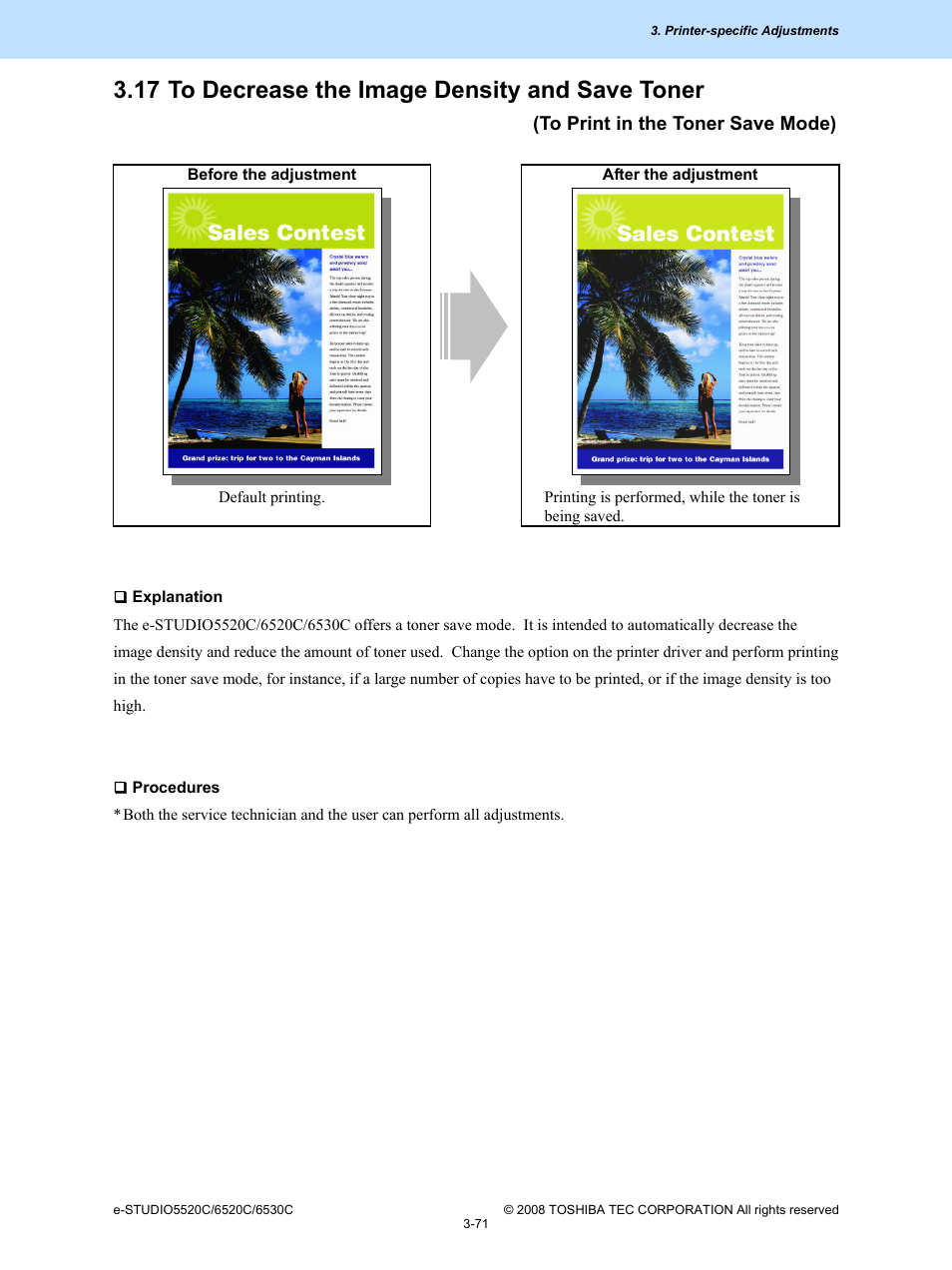 17 to decrease the image density and save toner, To print in the toner save mode) -71 | Toshiba e-Studio Imaging 6520c User Manual | Page 191 / 288