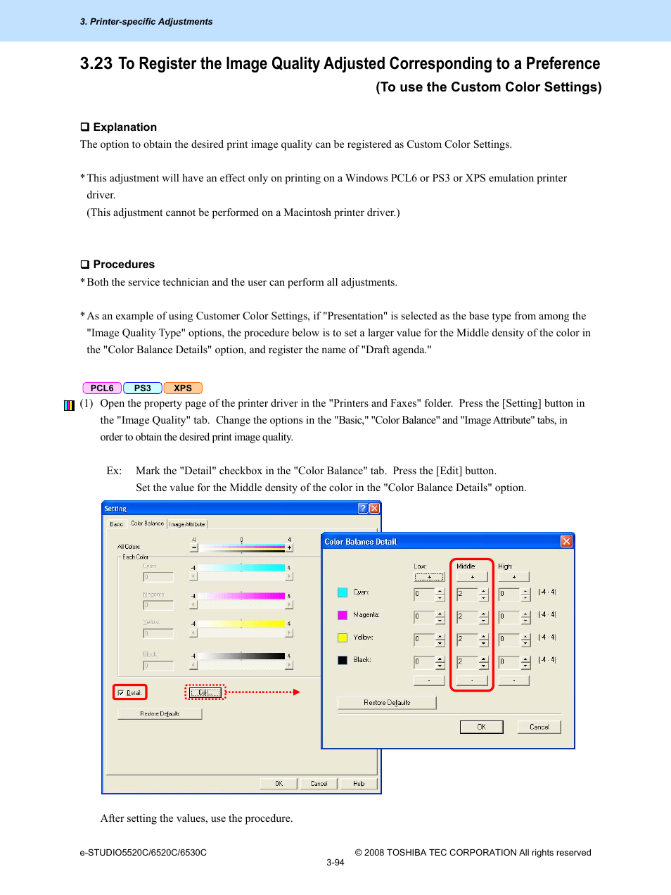 To use the custom color settings) -94 | Toshiba e-Studio Imaging 6520c User Manual | Page 214 / 288