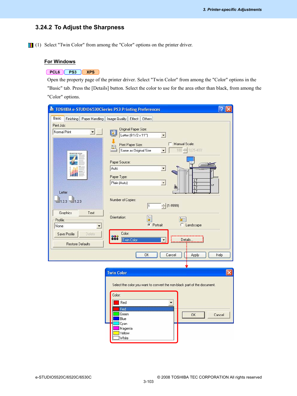 2 to adjust the sharpness, 2 to adjust the sharpness -103 | Toshiba e-Studio Imaging 6520c User Manual | Page 223 / 288