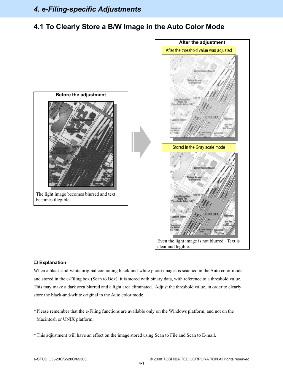 E-filing-specific adjustments | Toshiba e-Studio Imaging 6520c User Manual | Page 249 / 288