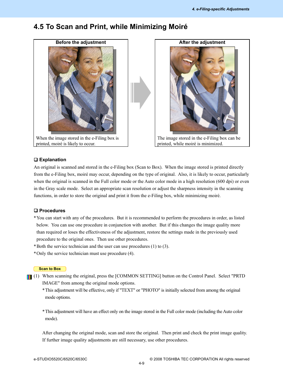 5 to scan and print, while minimizing moiré | Toshiba e-Studio Imaging 6520c User Manual | Page 257 / 288