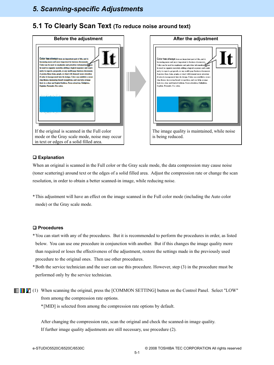 Scanning-specific adjustments | Toshiba e-Studio Imaging 6520c User Manual | Page 267 / 288