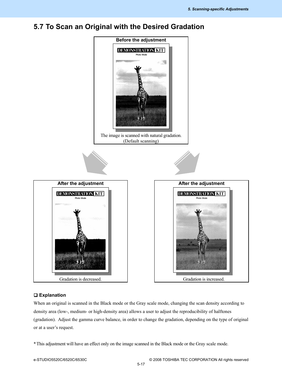 7 to scan an original with the desired gradation | Toshiba e-Studio Imaging 6520c User Manual | Page 283 / 288