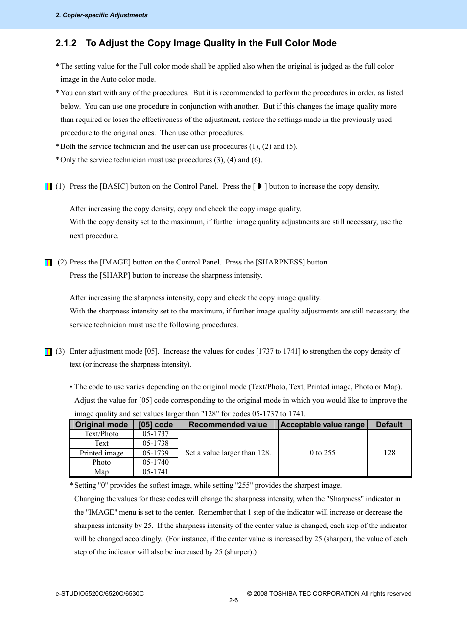 Toshiba e-Studio Imaging 6520c User Manual | Page 40 / 288