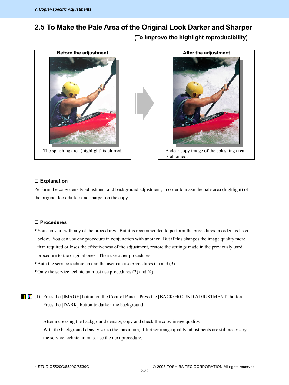 To improve the highlight reproducibility) -22 | Toshiba e-Studio Imaging 6520c User Manual | Page 56 / 288