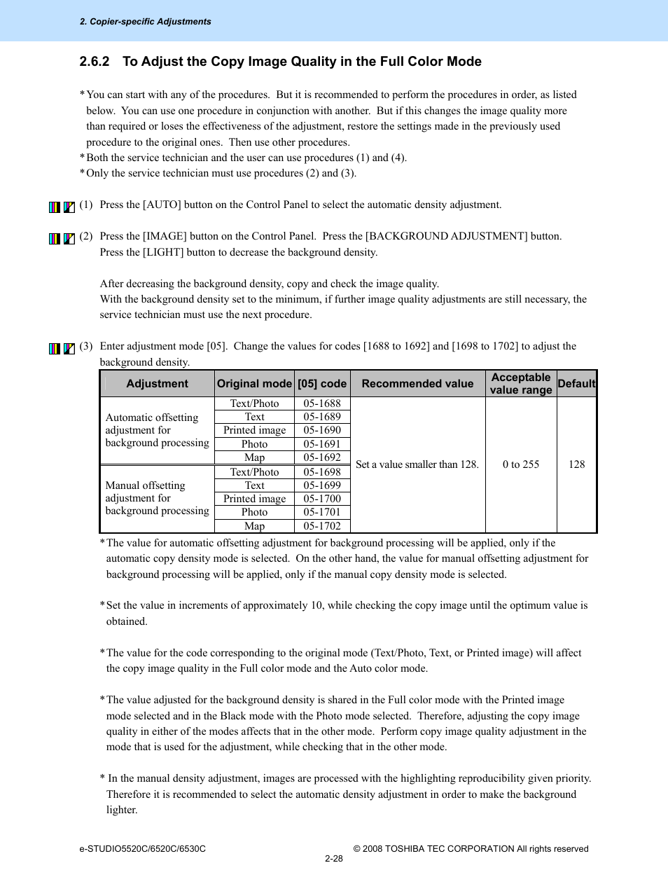 Toshiba e-Studio Imaging 6520c User Manual | Page 62 / 288