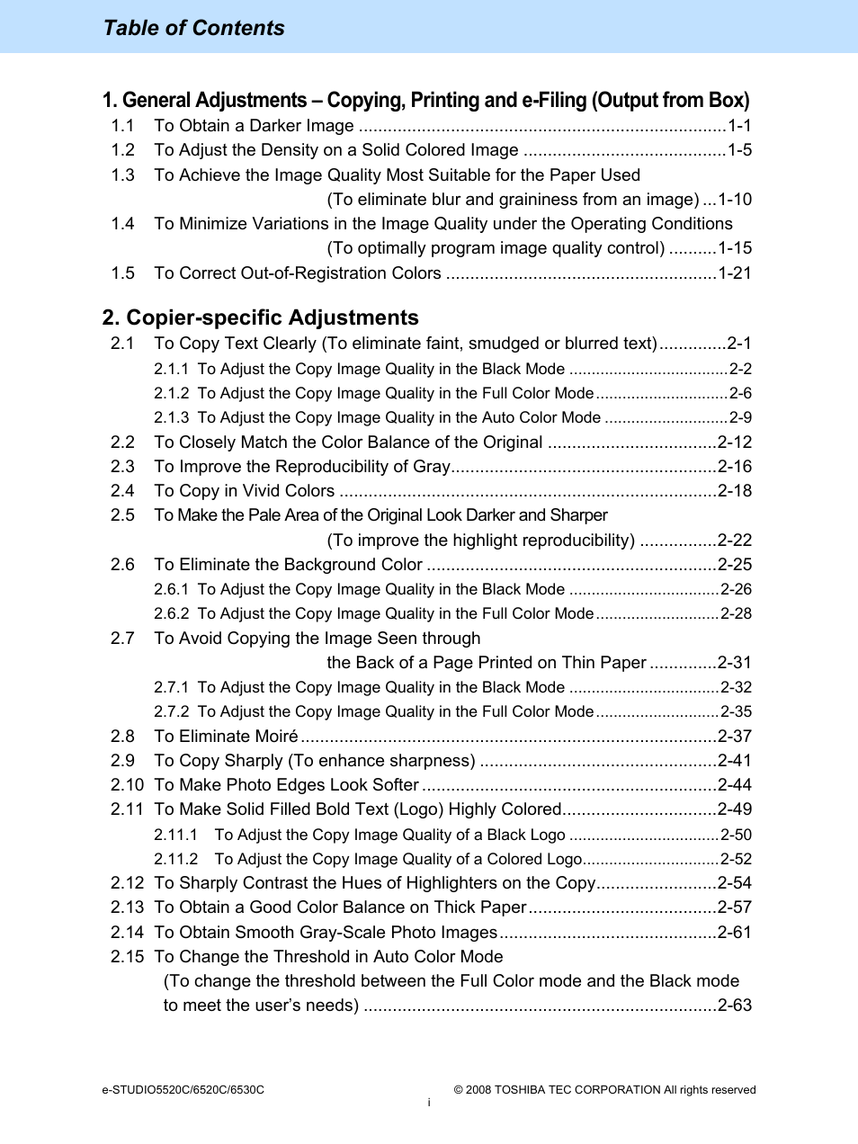 Toshiba e-Studio Imaging 6520c User Manual | Page 7 / 288