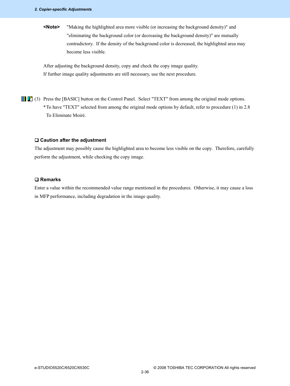 Toshiba e-Studio Imaging 6520c User Manual | Page 70 / 288