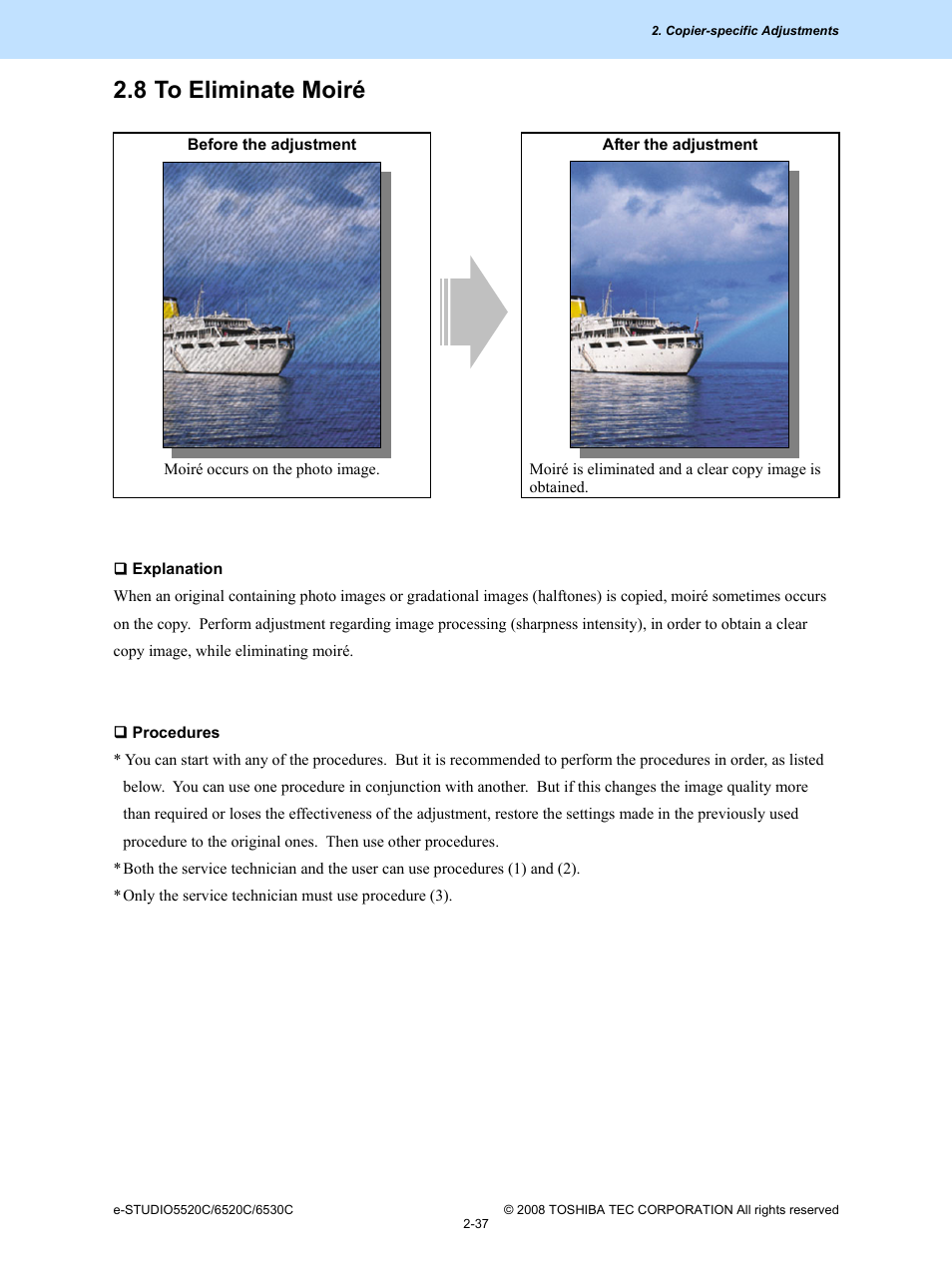 8 to eliminate moiré, 8 to, Eliminate moiré -37 | Toshiba e-Studio Imaging 6520c User Manual | Page 71 / 288