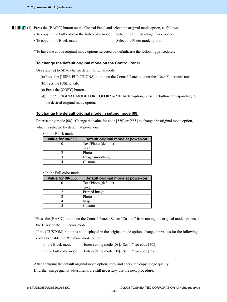 Toshiba e-Studio Imaging 6520c User Manual | Page 72 / 288