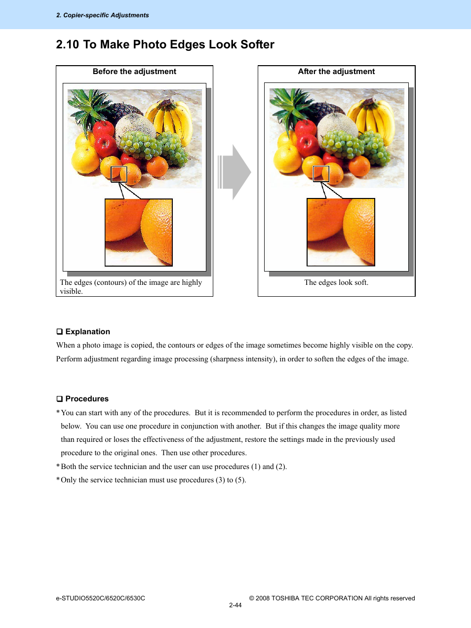 10 to make photo edges look softer, 10 to make photo edges look softer -44 | Toshiba e-Studio Imaging 6520c User Manual | Page 78 / 288