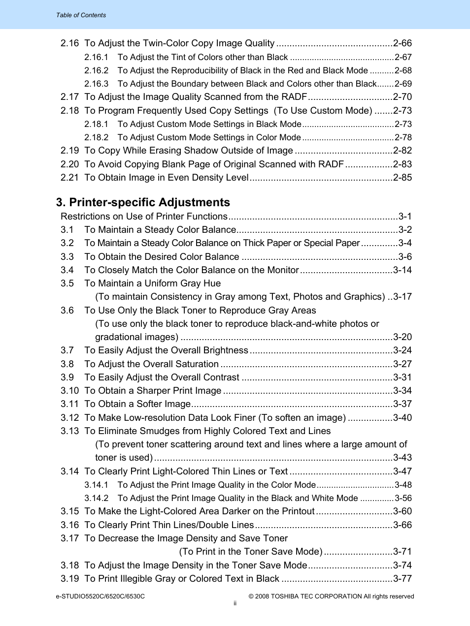 Printer-specific adjustments | Toshiba e-Studio Imaging 6520c User Manual | Page 8 / 288