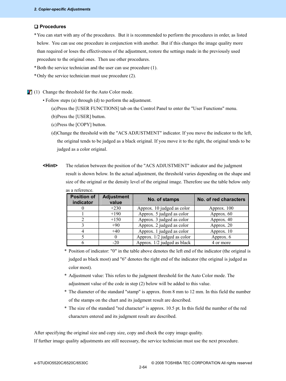 Toshiba e-Studio Imaging 6520c User Manual | Page 98 / 288