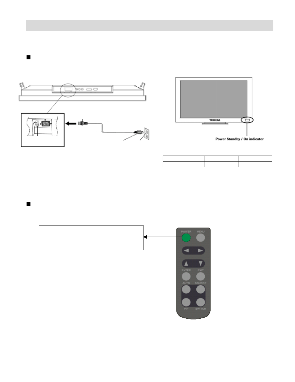 Power on/off, Main power switch, Power button on the remote control (option) | Toshiba P32LSA User Manual | Page 26 / 33