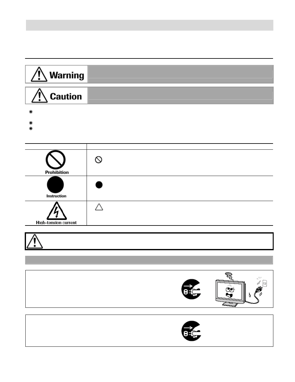 Meaning of signs, Warning, Safety instructions | Disregard may cause death or serious injury, Disregard may cause injury, Or material damage | Toshiba P32LSA User Manual | Page 3 / 33