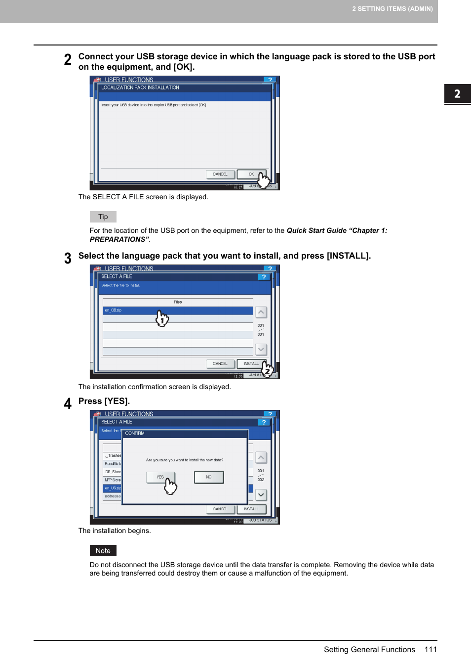 Toshiba multifunctional digital color systems e-STUDIO4540C User Manual | Page 113 / 282