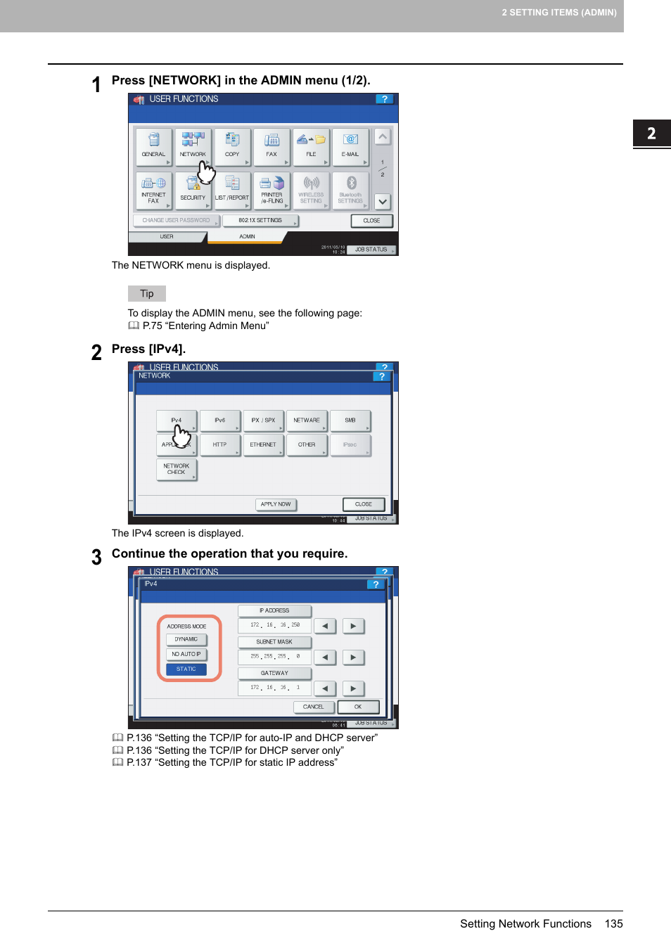 Toshiba multifunctional digital color systems e-STUDIO4540C User Manual | Page 137 / 282