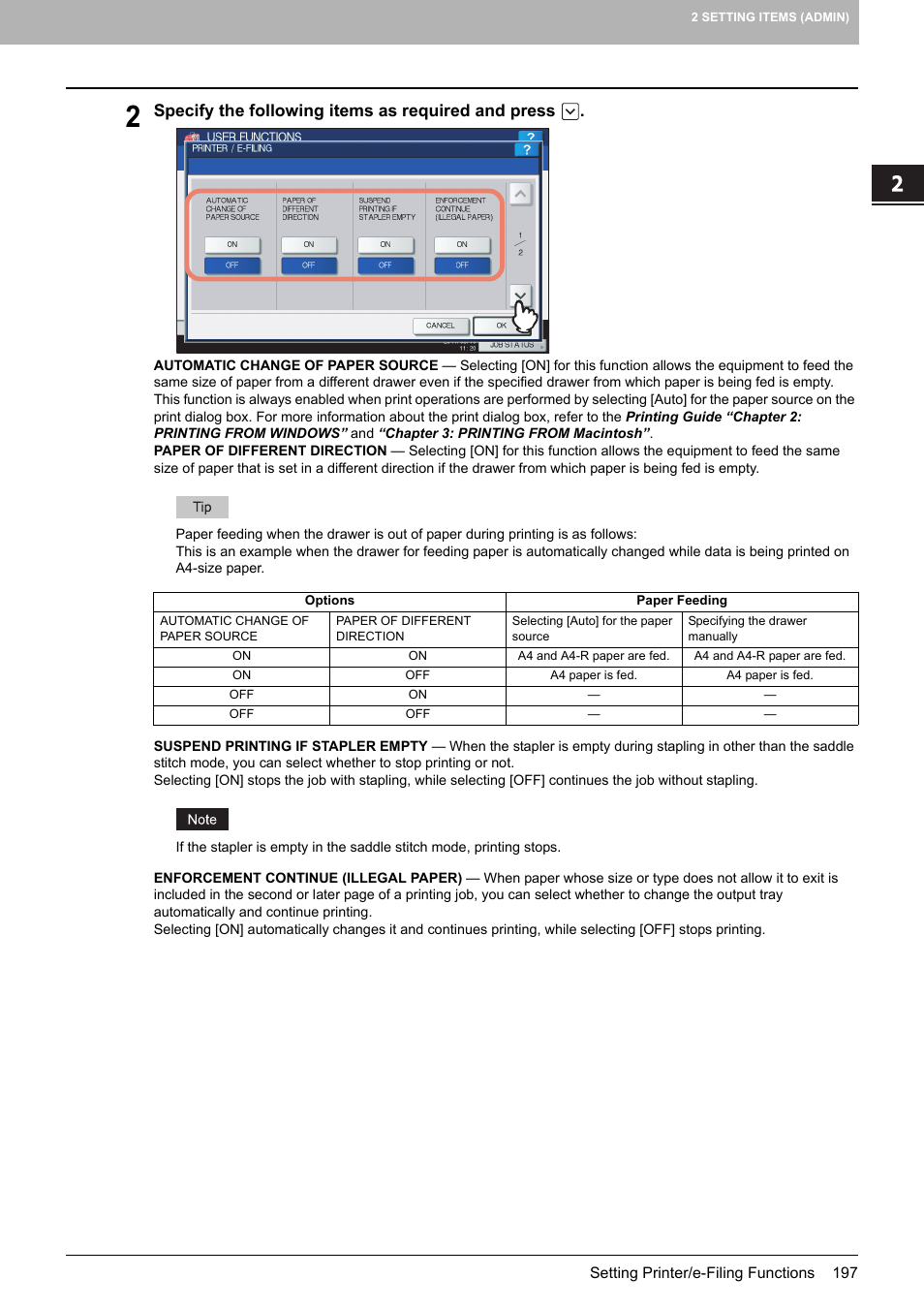 Specify the following items as required and press | Toshiba multifunctional digital color systems e-STUDIO4540C User Manual | Page 199 / 282