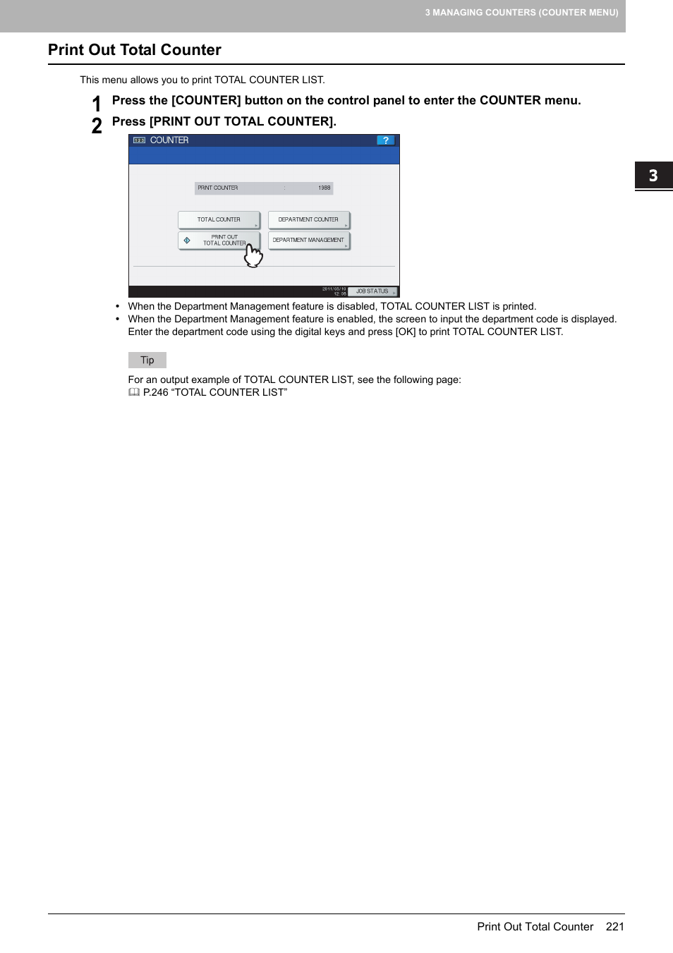 Print out total counter | Toshiba multifunctional digital color systems e-STUDIO4540C User Manual | Page 223 / 282