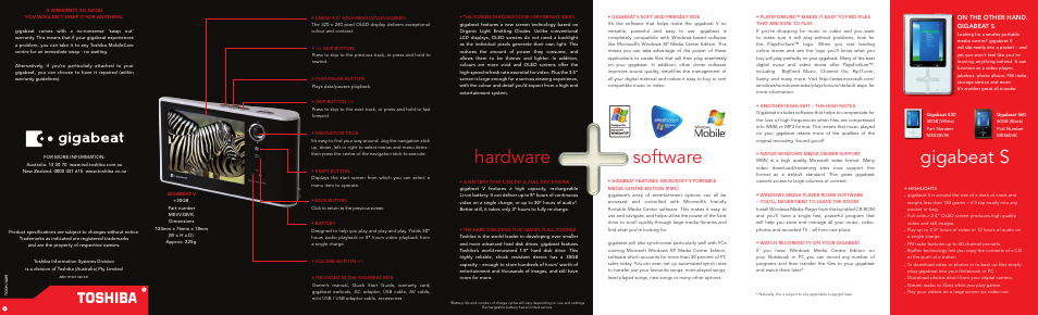 Software, Hardware, Gigabeat s | On the other hand. gigabeat s | Toshiba V Series User Manual | Page 2 / 2