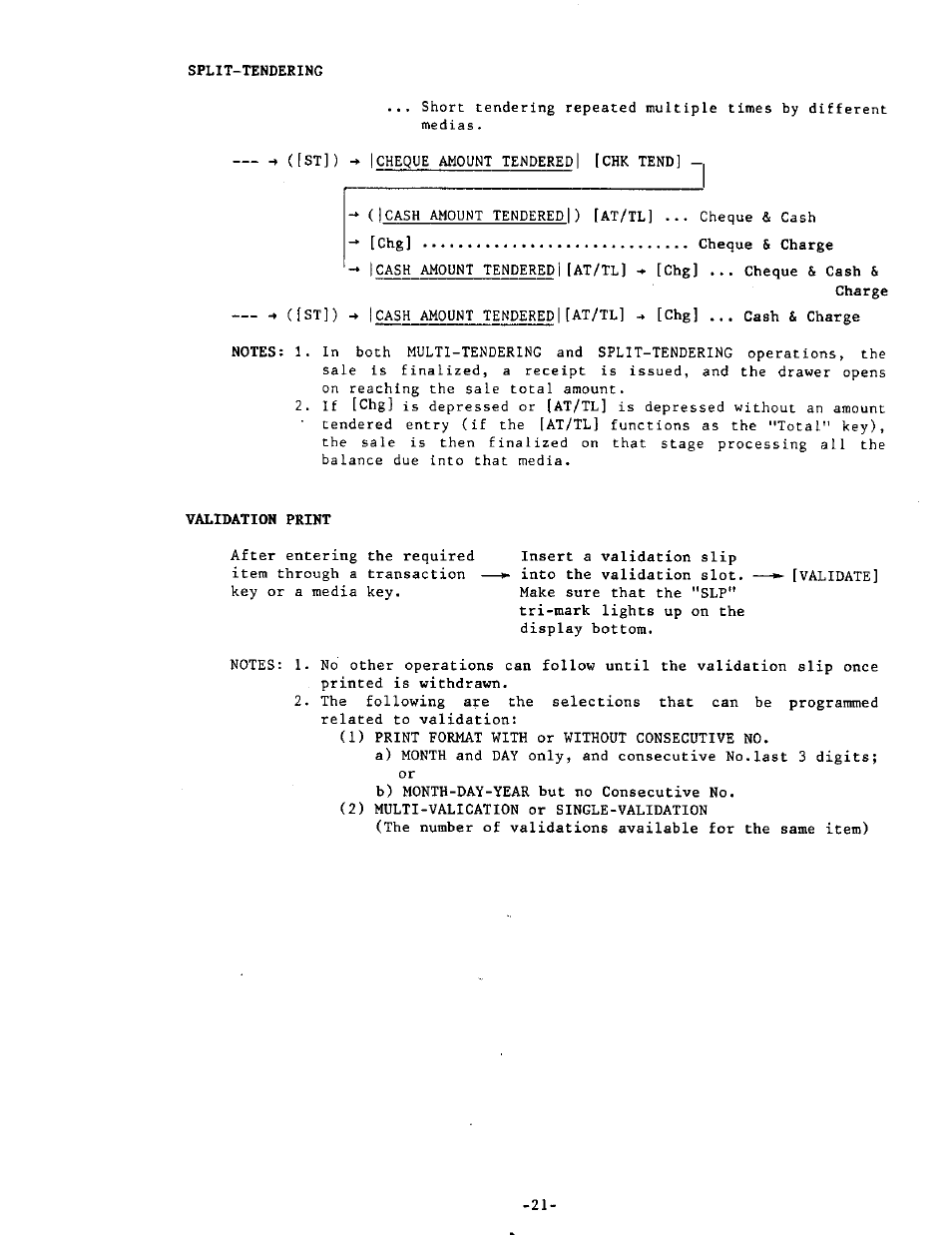 Split-tendering, Validation print | Toshiba MA-215-10 SERIES User Manual | Page 25 / 56