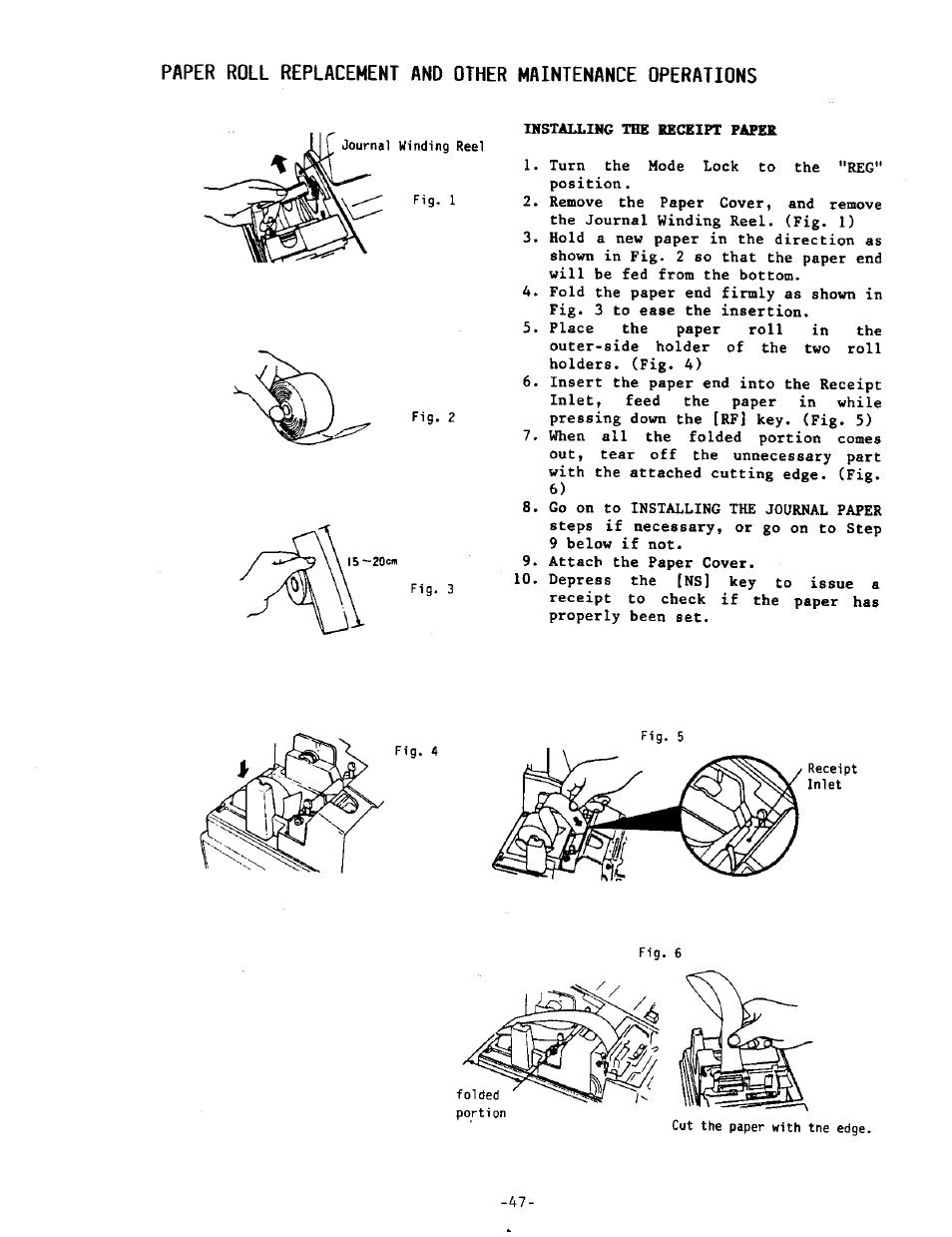 Installing the receipt paper | Toshiba MA-215-10 SERIES User Manual | Page 51 / 56