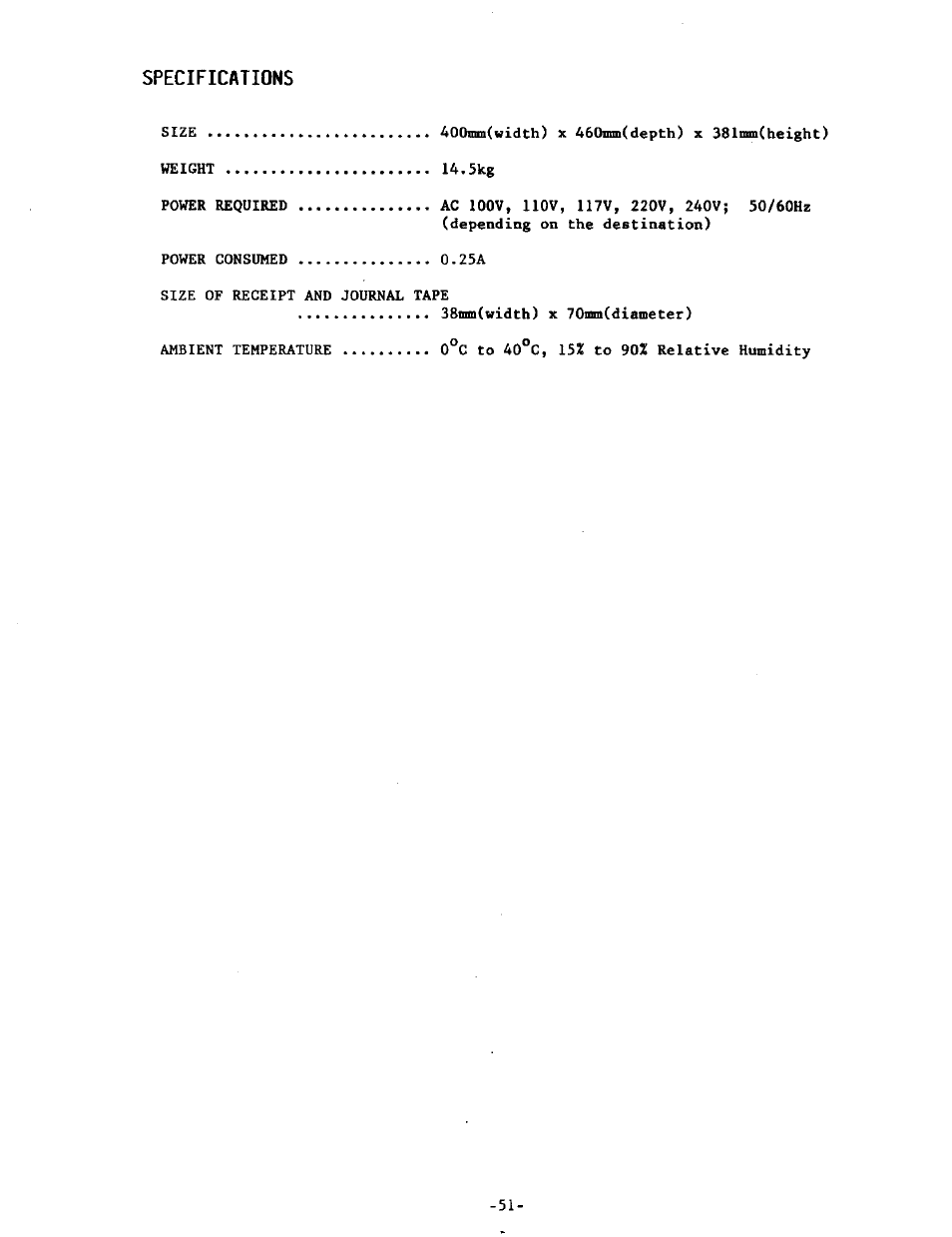 Specifications | Toshiba MA-215-10 SERIES User Manual | Page 55 / 56