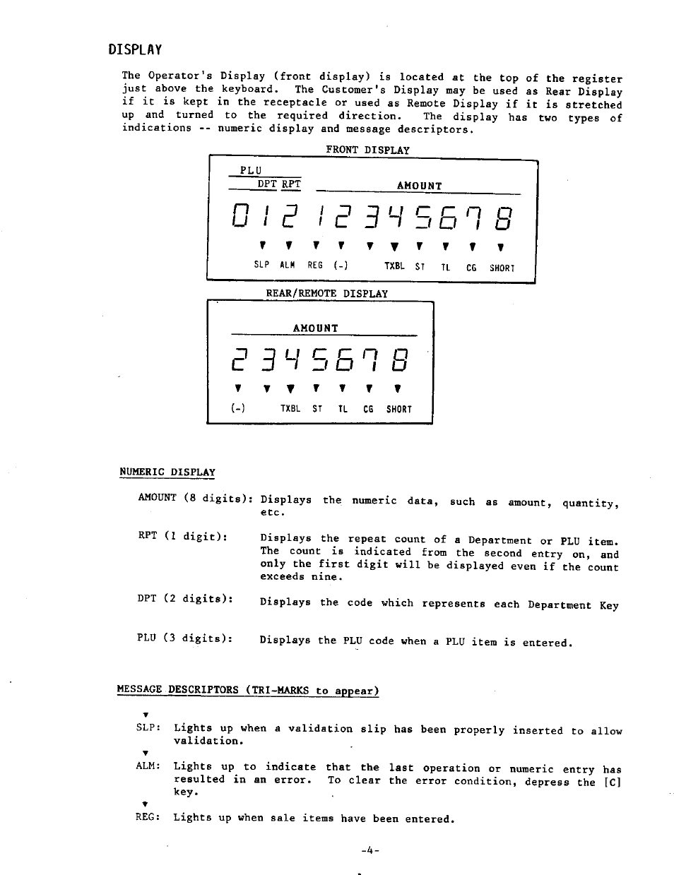 Display | Toshiba MA-215-10 SERIES User Manual | Page 8 / 56