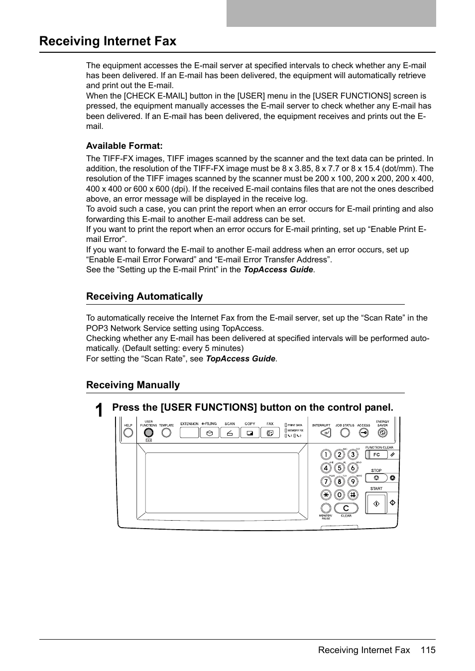 Receiving internet fax | Toshiba E-STUDIO 352 User Manual | Page 115 / 142