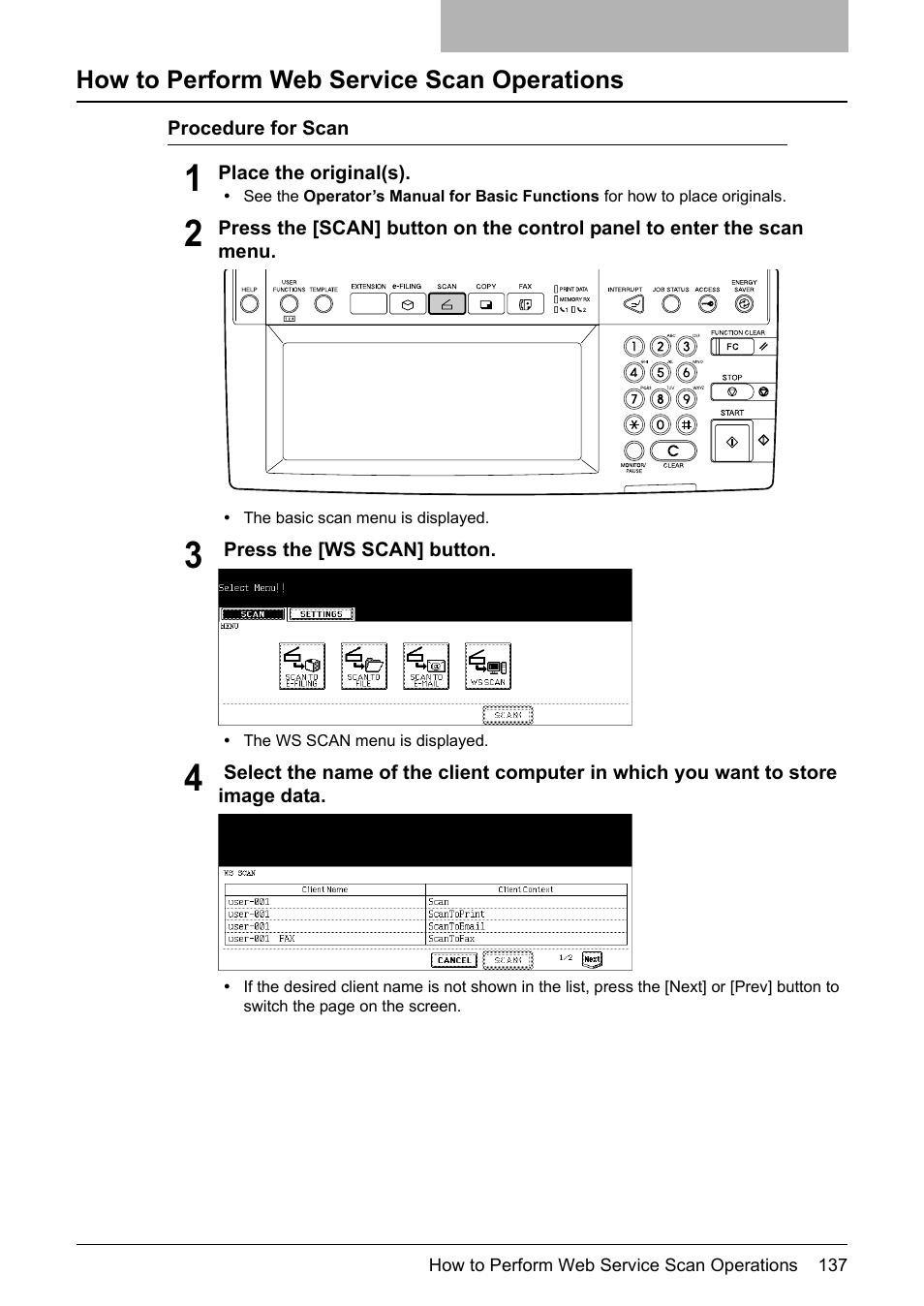 How to perform web service scan operations | Toshiba E-STUDIO 352 User Manual | Page 137 / 142