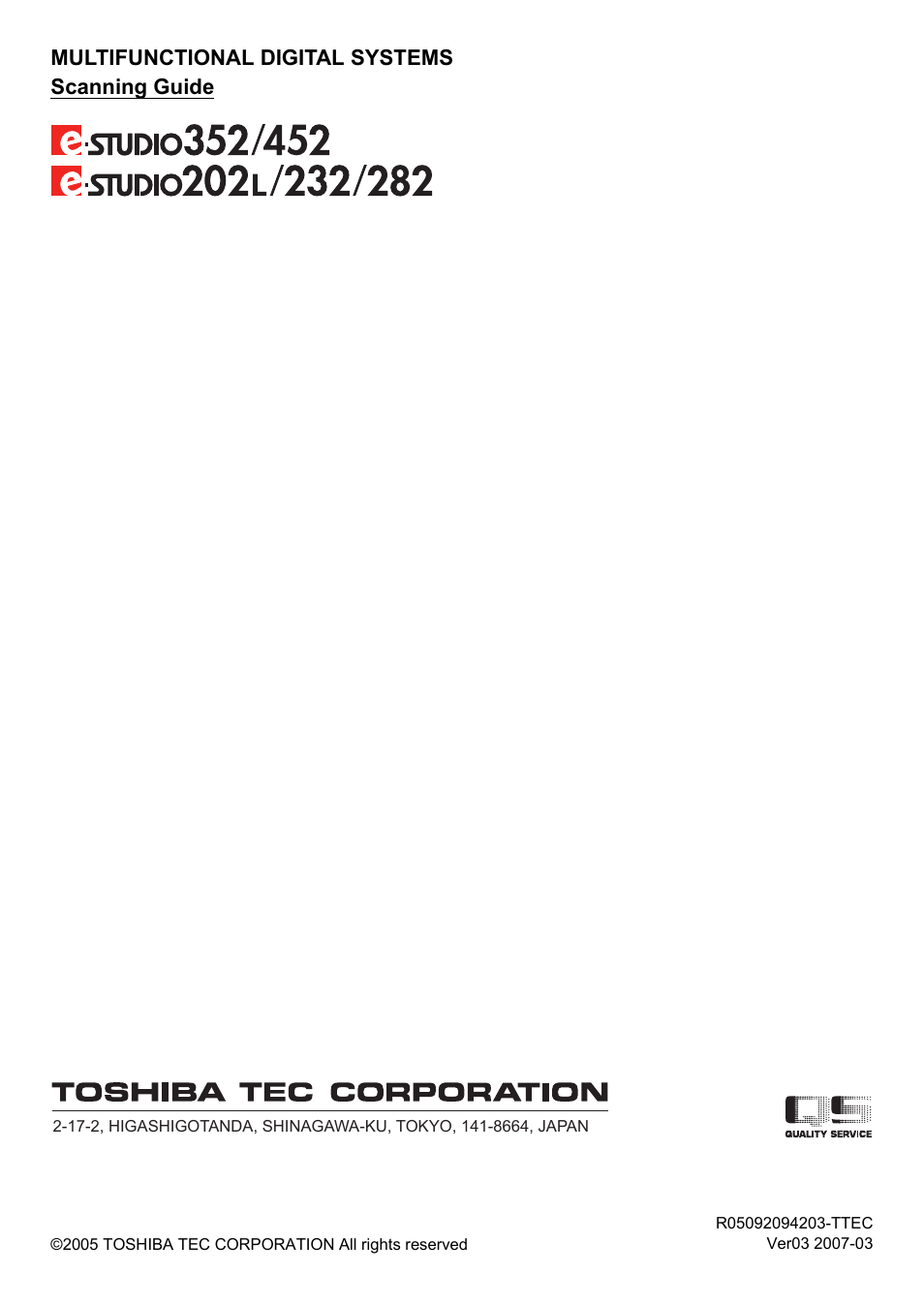 Multifunctional digital systems scanning guide | Toshiba E-STUDIO 352 User Manual | Page 142 / 142