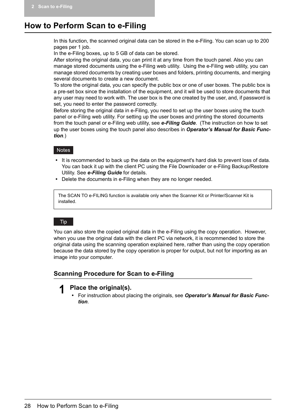 How to perform scan to e-filing, P.28 “how to perform scan to e-filing | Toshiba E-STUDIO 352 User Manual | Page 28 / 142