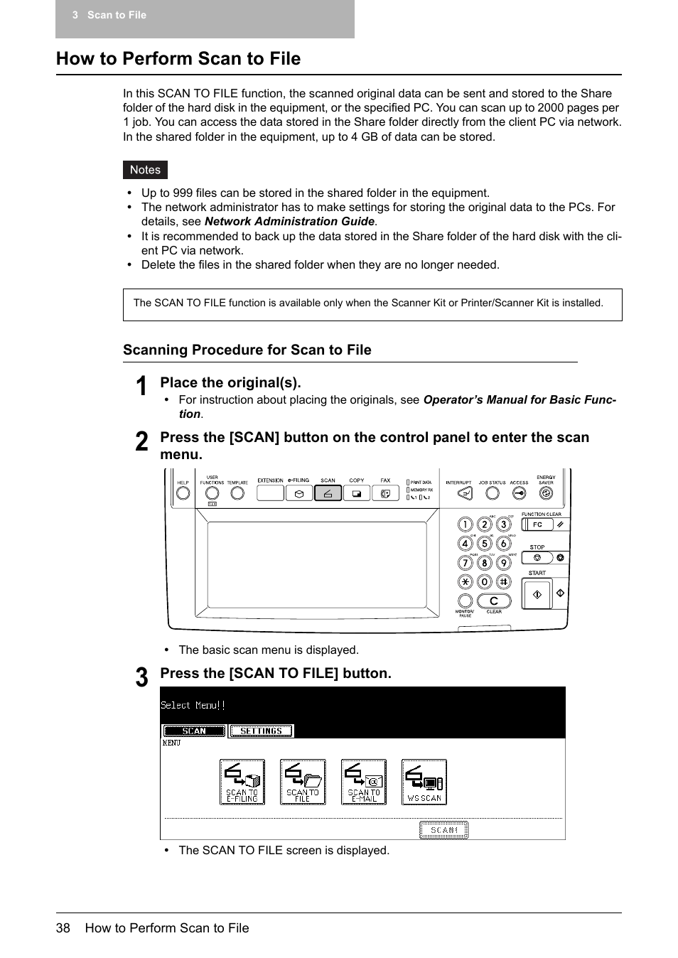 How to perform scan to file, P.38 “how to perform scan to file | Toshiba E-STUDIO 352 User Manual | Page 38 / 142