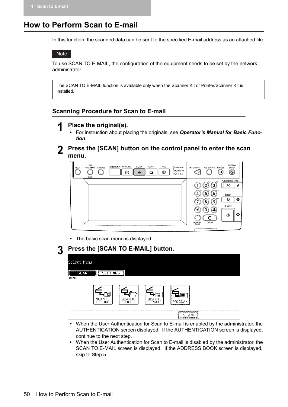 How to perform scan to e-mail, P.50 “how to perform scan to e-mail | Toshiba E-STUDIO 352 User Manual | Page 50 / 142