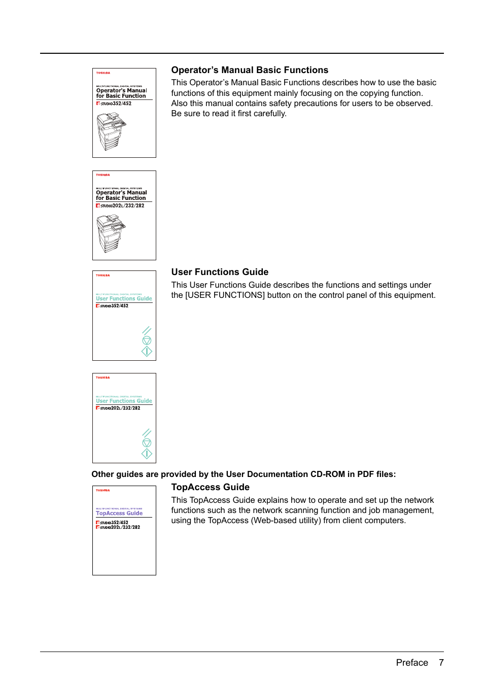 Toshiba E-STUDIO 352 User Manual | Page 7 / 142