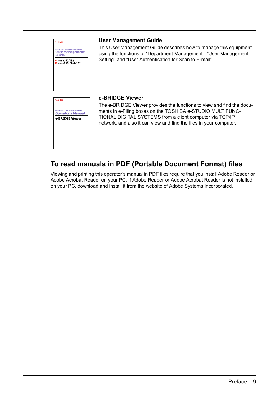 Toshiba E-STUDIO 352 User Manual | Page 9 / 142