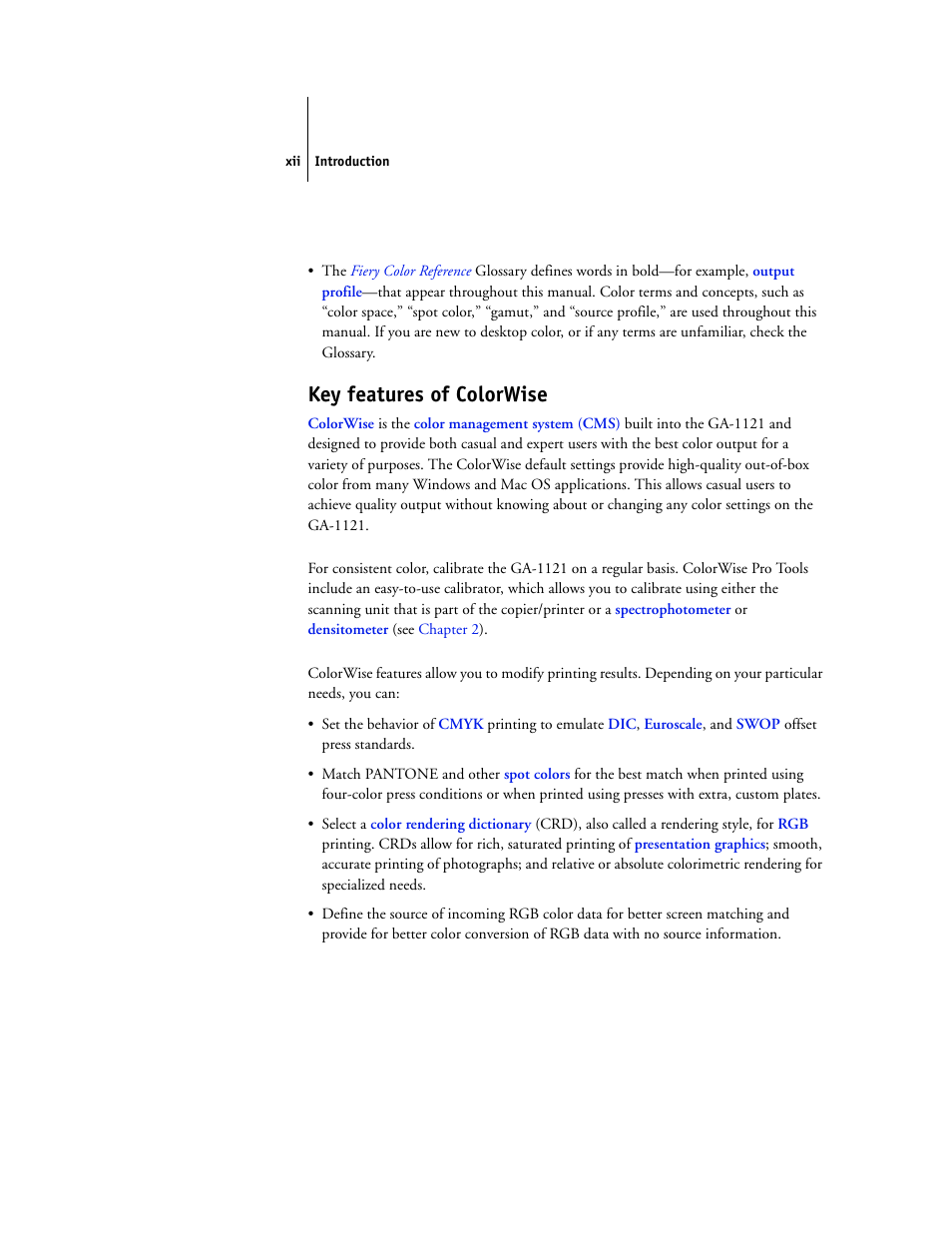 Key features of colorwise | Toshiba GA-1121 User Manual | Page 12 / 118