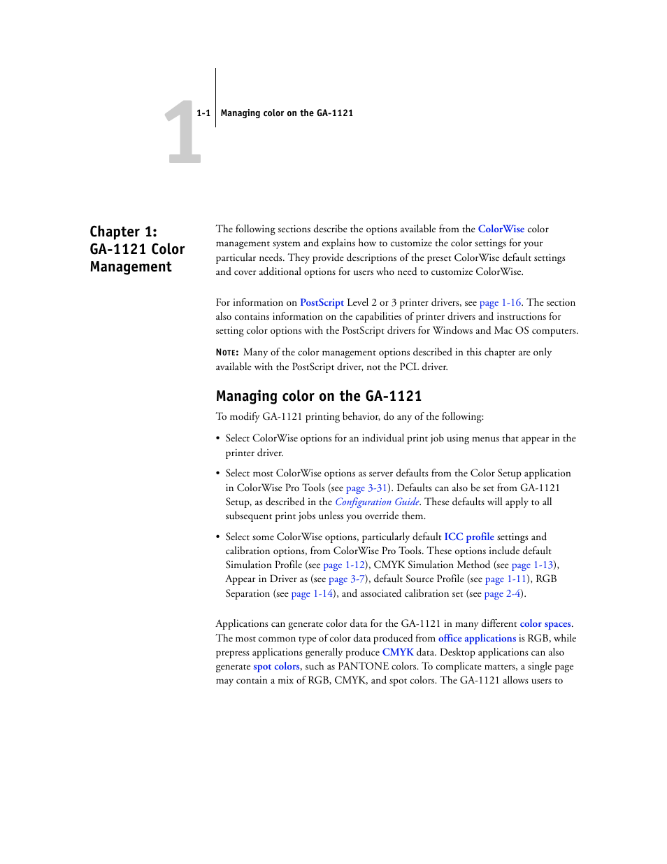 Chapter 1: ga-1121 color management, Managing color on the ga-1121, Chapter 1 | Toshiba GA-1121 User Manual | Page 15 / 118