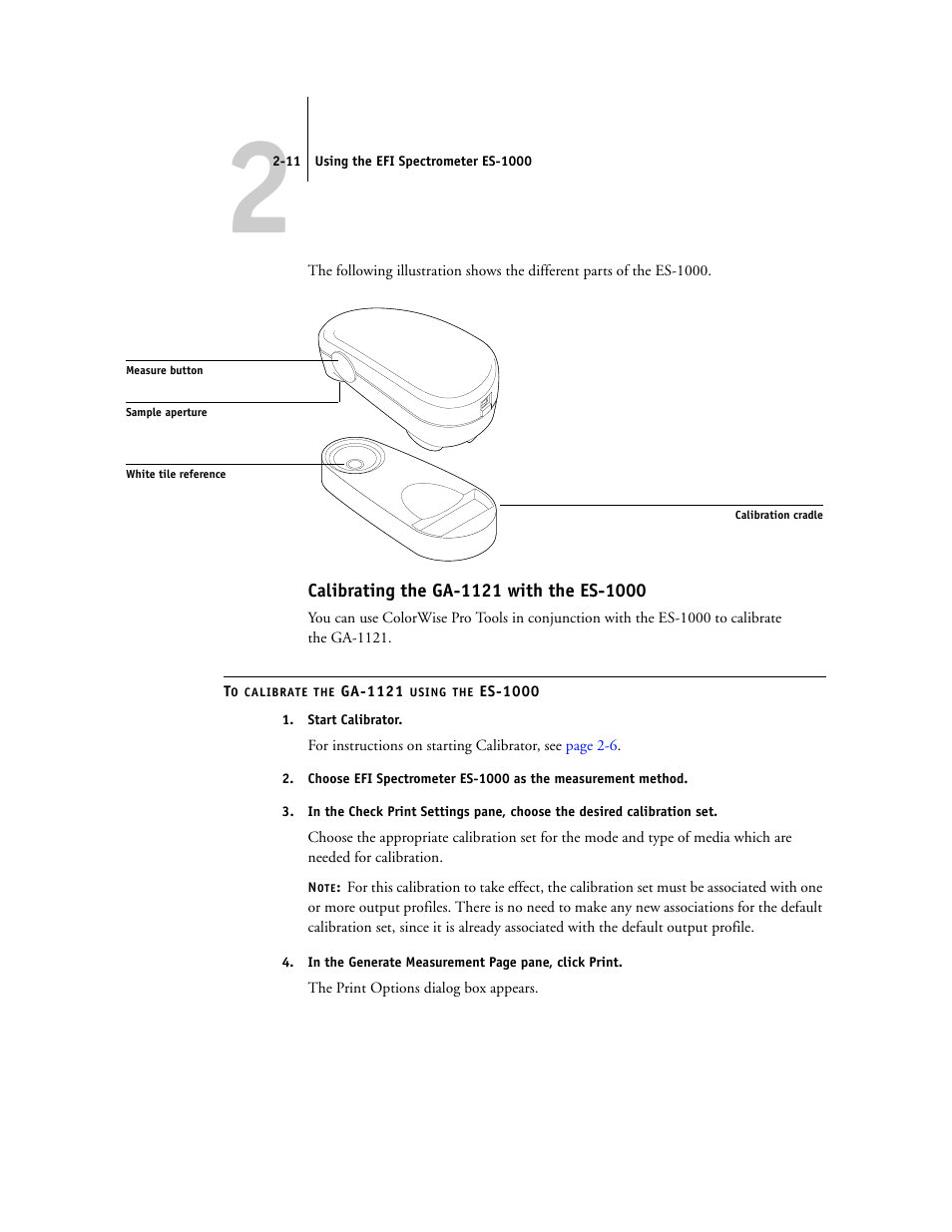 Calibrating the ga-1121 with the es-1000 | Toshiba GA-1121 User Manual | Page 47 / 118