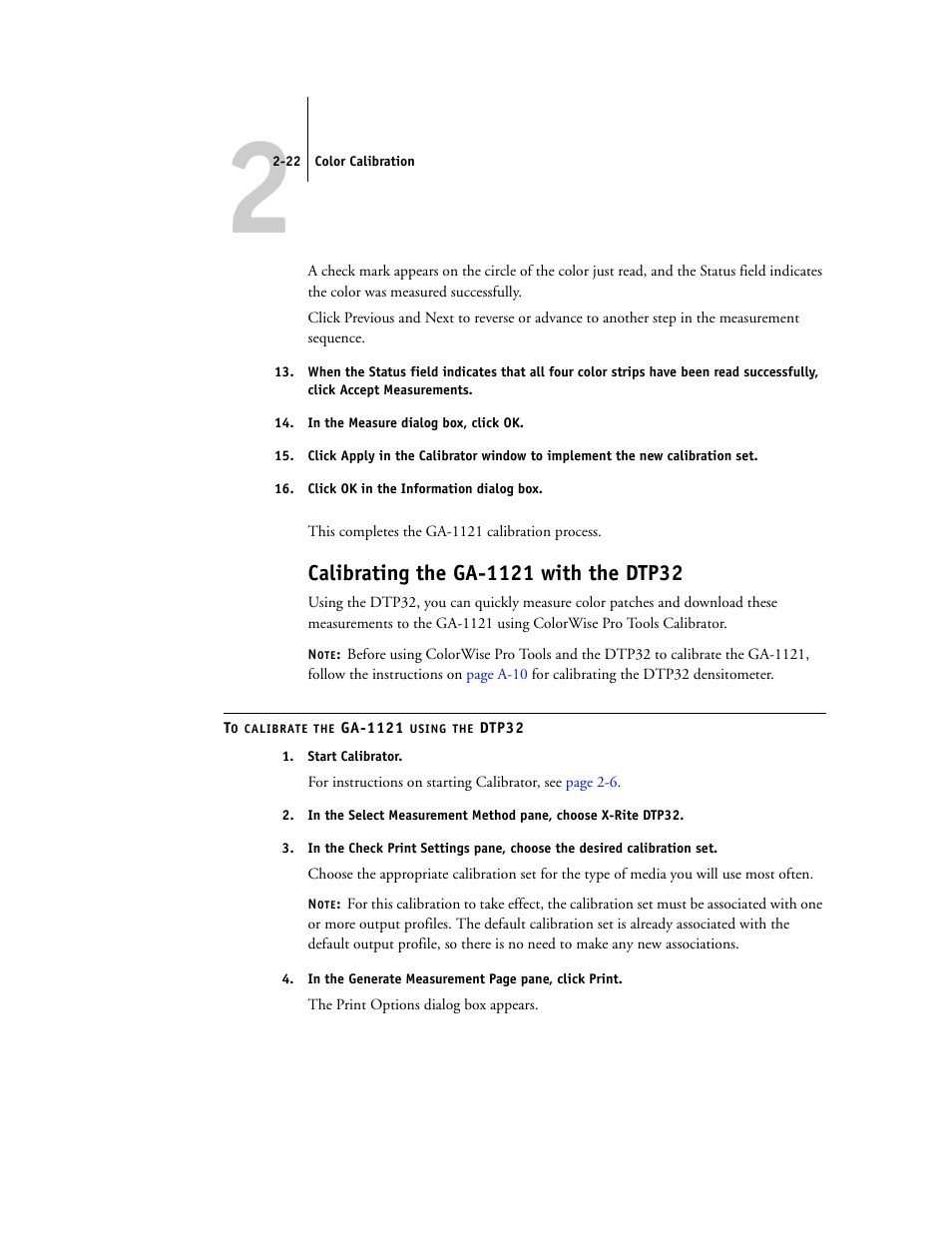 Calibrating the ga-1121 with the dtp32 | Toshiba GA-1121 User Manual | Page 58 / 118