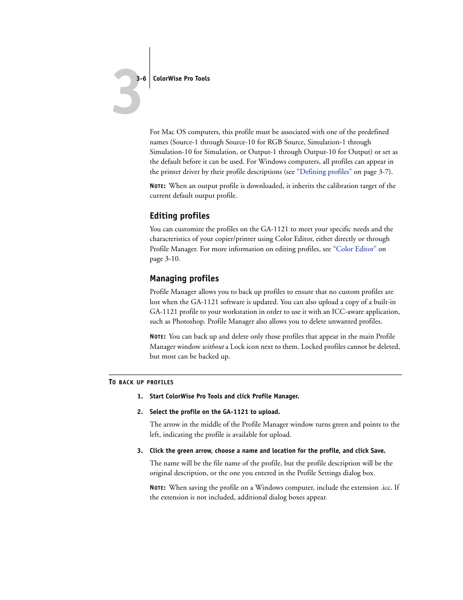 Editing profiles, Managing profiles | Toshiba GA-1121 User Manual | Page 72 / 118