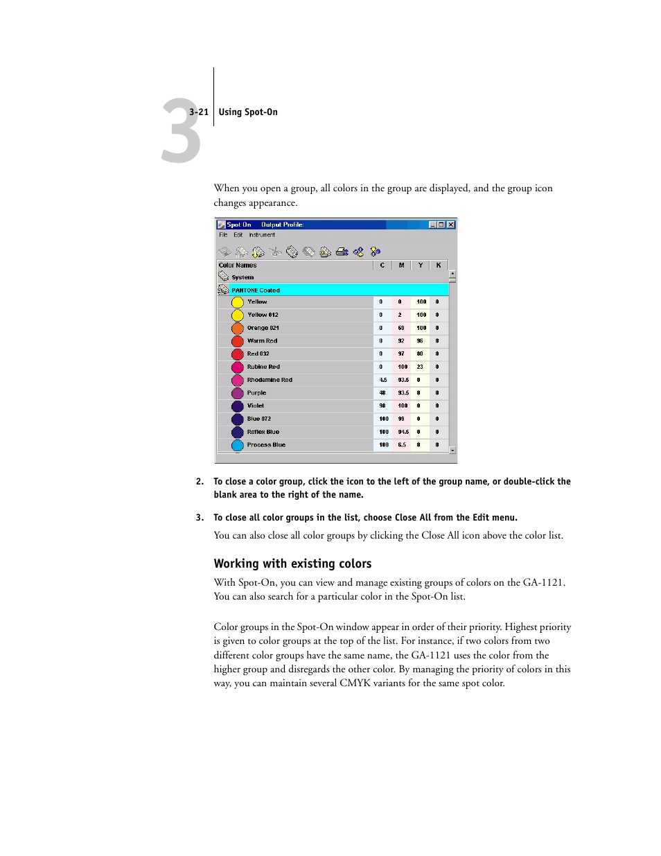 Working with existing colors | Toshiba GA-1121 User Manual | Page 87 / 118