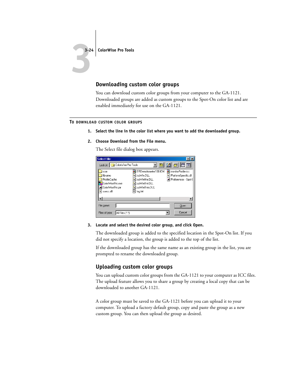 Downloading custom color groups, Uploading custom color groups | Toshiba GA-1121 User Manual | Page 90 / 118