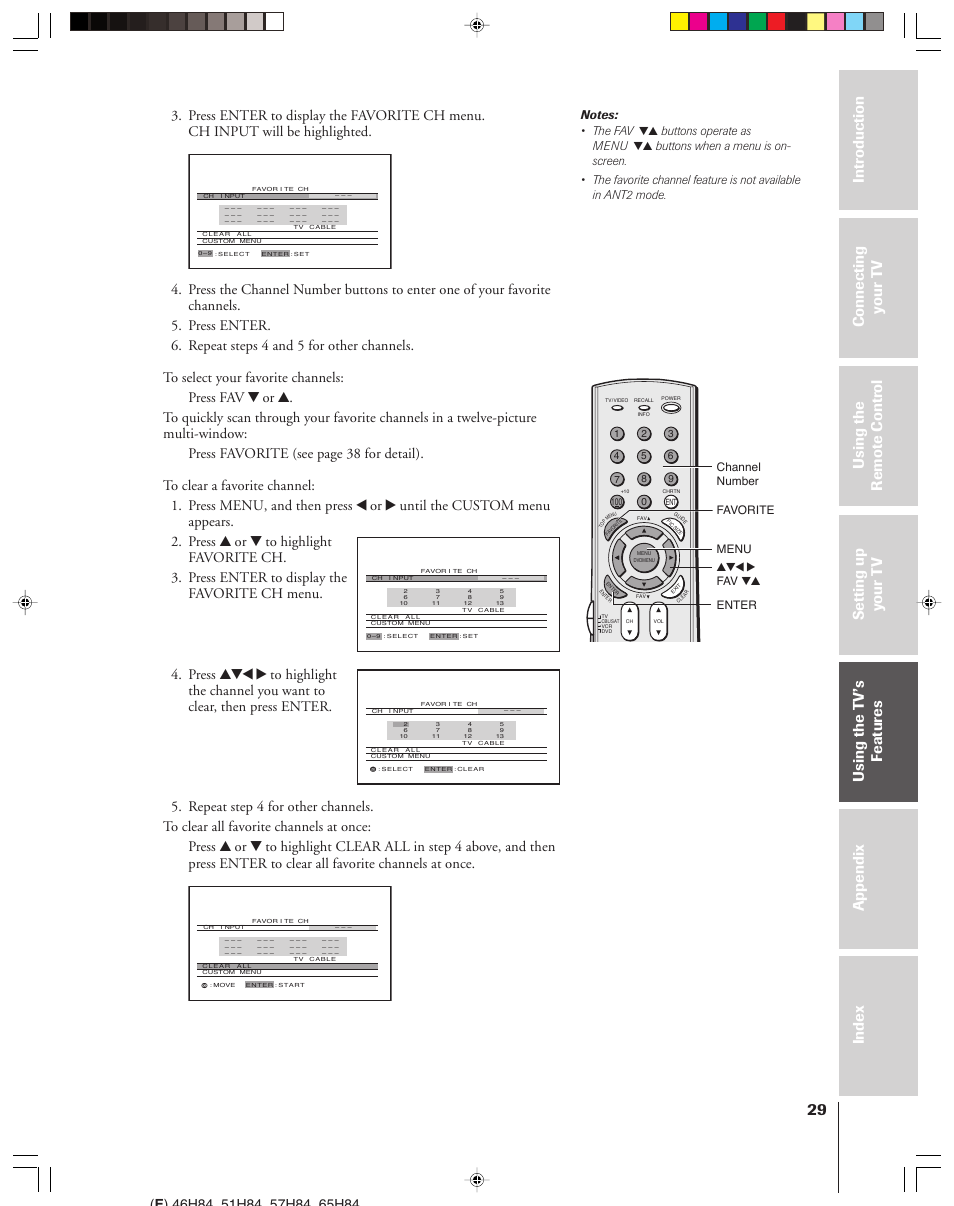 Buttons operate as menu | Toshiba 46H84 User Manual | Page 29 / 64