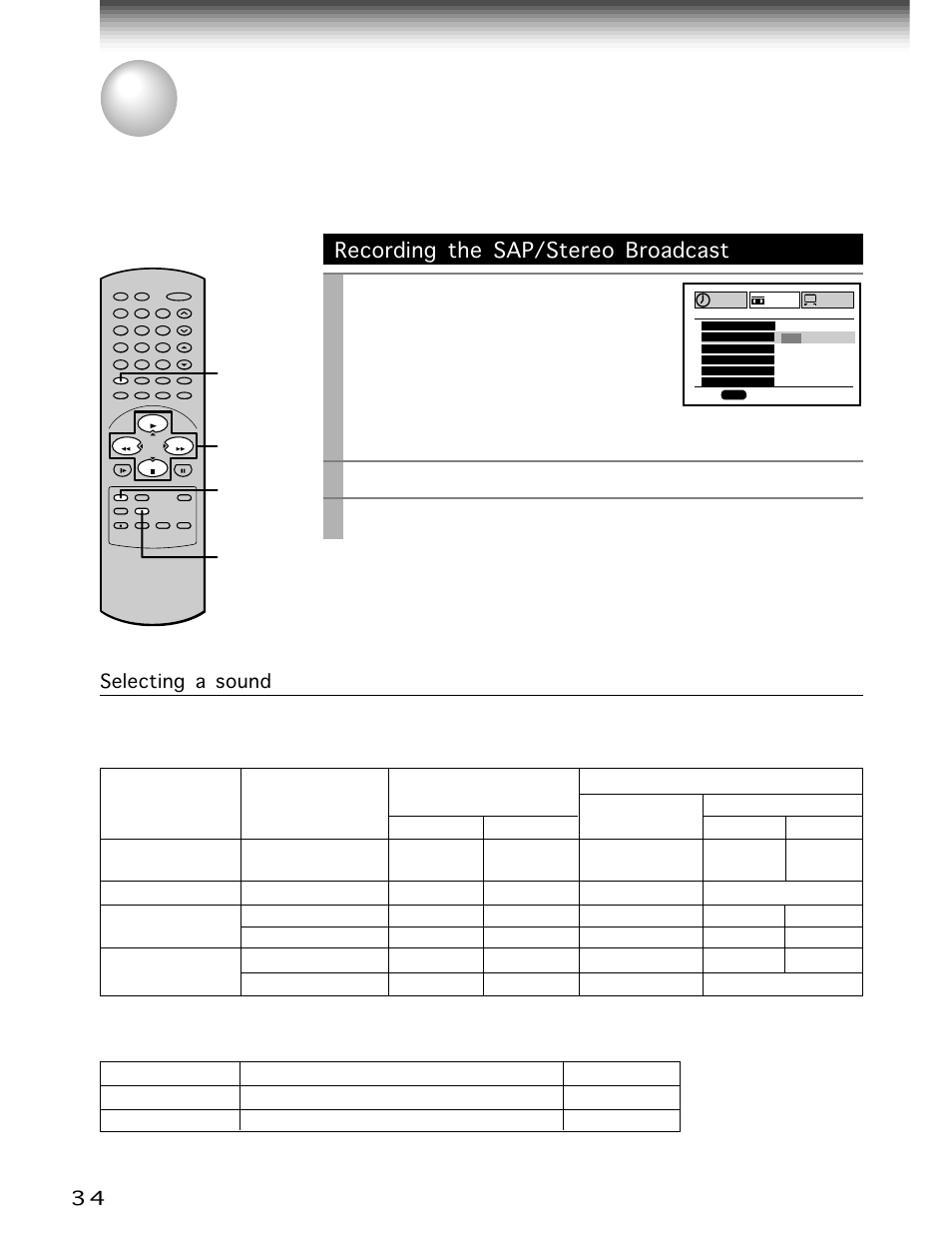 Mts broadcast compatibility, Recording the sap/stereo broadcast, Cursor up | Cursor down, Cursor left, Cursor right, Prog, And set to “on” using, Press, Perform a recording | Toshiba W-705 User Manual | Page 34 / 42